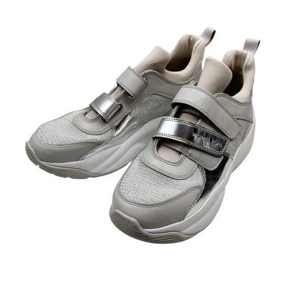 Michael Kors Keeley Trainer Sneakers Silver Slip On Shoes size 10 - Picture 1 of 6